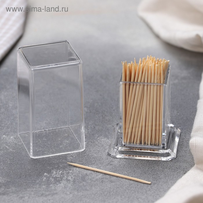 Подставка под зубочистки Доляна, 5×5×7.5 см, прямоугольная, прозрачная